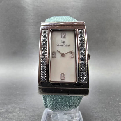 Lucien Piccard Tank Watch Women 22mm MOP Dial Silver Gem Set Rectangle New Batt5