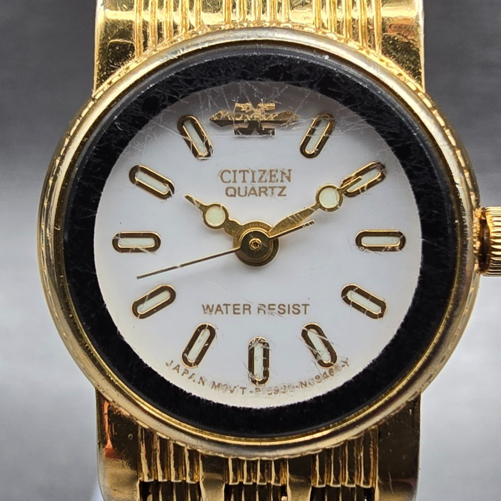 Citizen Watch Women 19mm White Dial Gold Tone Round 5930-S34774 New Battery1