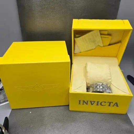 Invicta Chronograph Dive Watch Men 44mm Black Dial Silver Tone 1608 New BatteryL19