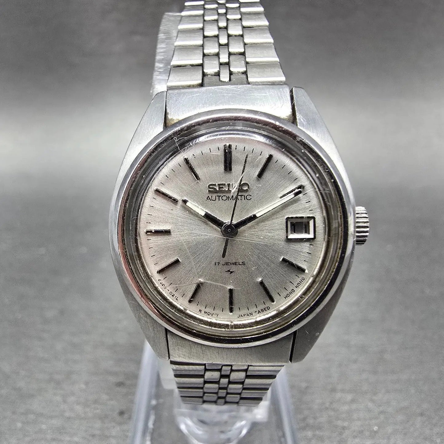 Seiko Automatic Watch Women 25mm Silver Dial Silver Tone Date 4205-0170 Runs0