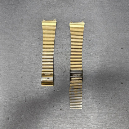 Seiko Bracelet 18mm Stainless Steel Gold Tone Tri Folding Clasp VTG Japan G10160