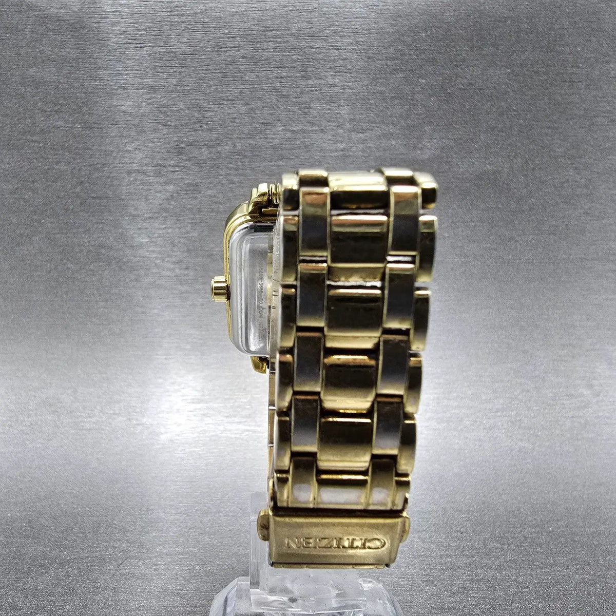 Citizen Eco-Drive Tank Watch Women 32mm MOP Dial Gold Daydate Crystal Works7