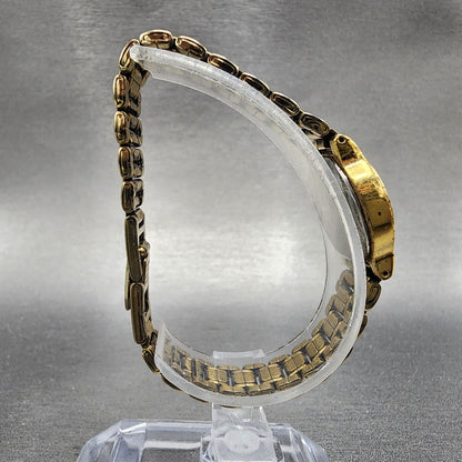 Seiko Watch Women 20mm White & Gold Dial Gold Tone Round 1N01 New Battery