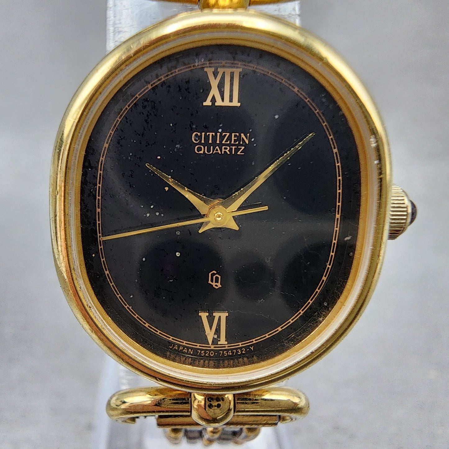 Citizen CQ Watch Women 21mm Black Dial Gold Tone Oval 4154525 New Battery1