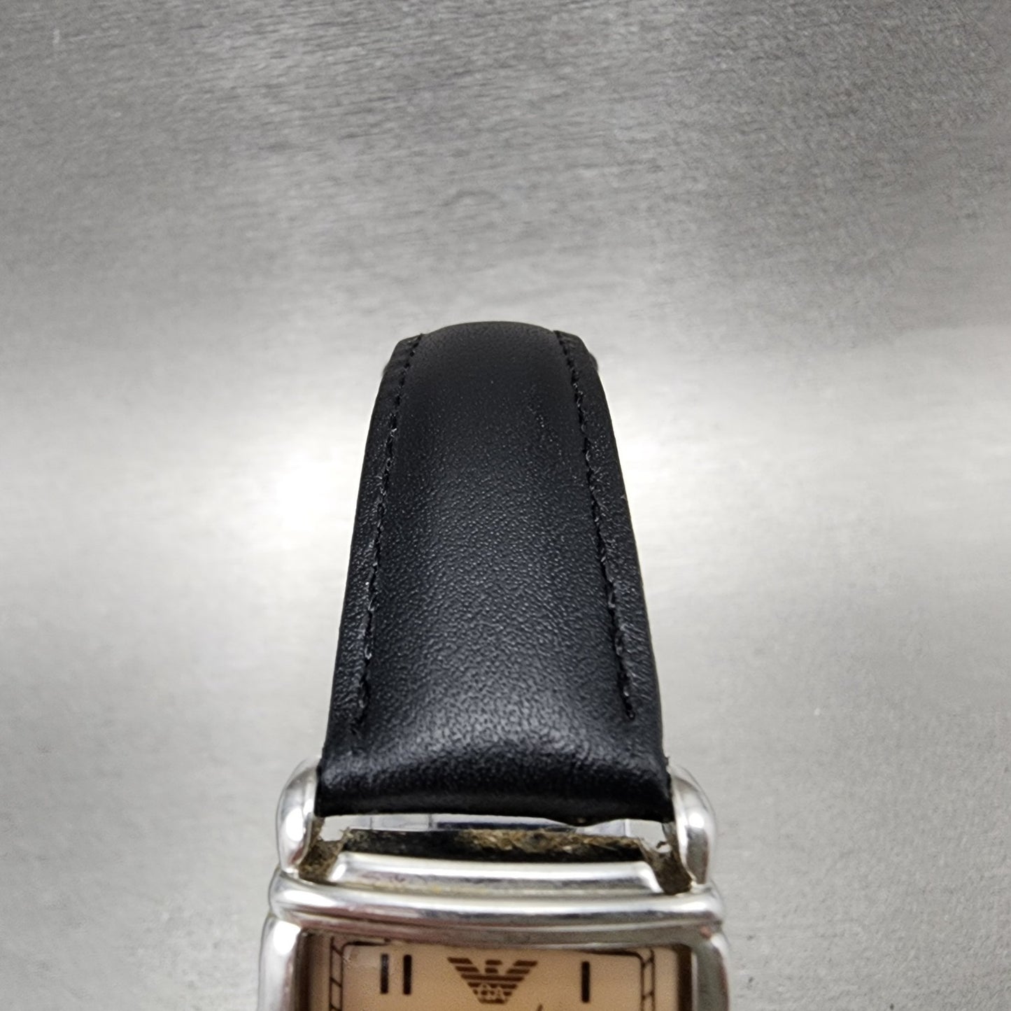 Emporio Armani Tank Watch Women 24mm Cream Dial Steel Rectangle AR0204 NewBat14