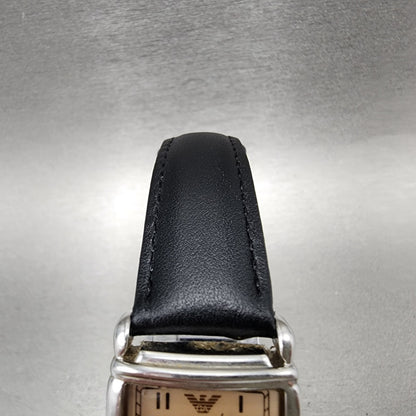 Emporio Armani Tank Watch Women 24mm Cream Dial Steel Rectangle AR0204 NewBat14