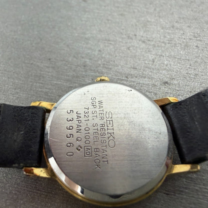 Seiko Watch Women 23mm White Dial Gold Tone Round 7321-0100 New Battery Vintage9