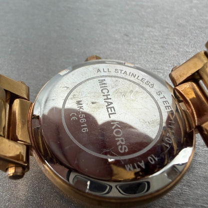 Michael Kors Mini Parker Watch Women 33mm MOP Dial Rose Gold Tone Daydate NewBat9