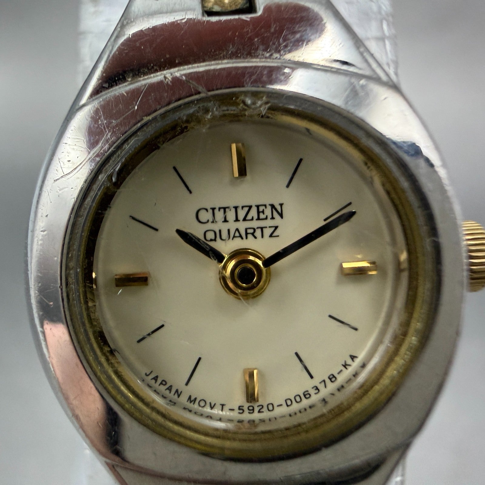 Citizen Watch Women 17mm Cream Dial Two Tone Round 5920-S91531 New Battery HG41