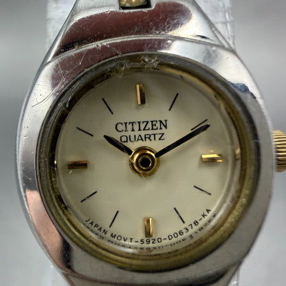 Citizen Watch Women 17mm Cream Dial Two Tone Round 5920-S91531 New Battery HG41