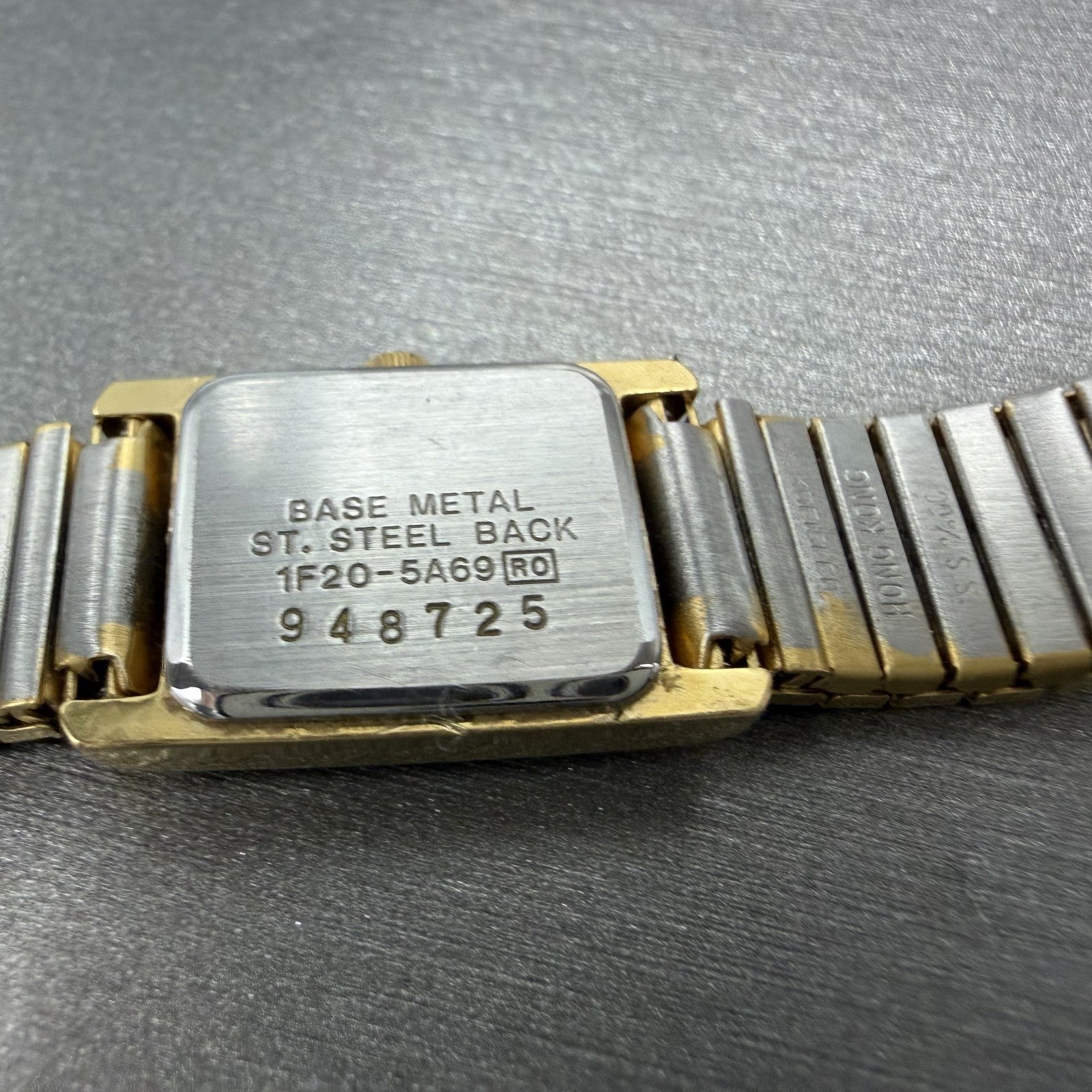 Seiko Tank Watch Women 14mm Black Dial Gold Tone Rectangle 1F20-5A69 New Batt TH9