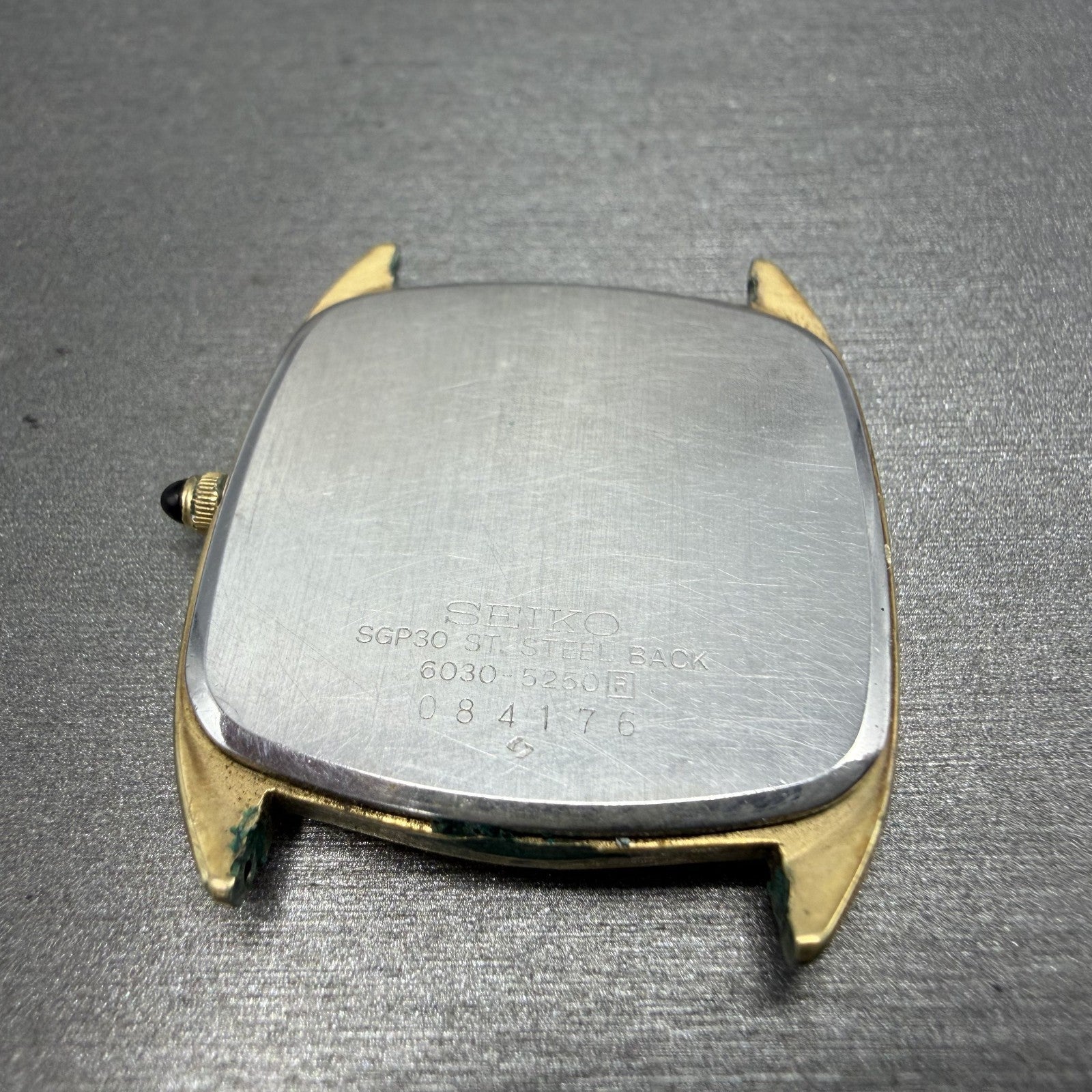 Seiko Watch Men 30mm Champagne Dial Gold Tone Rectangle 6030-5250 New Battery10