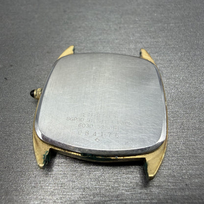 Seiko Watch Men 30mm Champagne Dial Gold Tone Rectangle 6030-5250 New Battery10