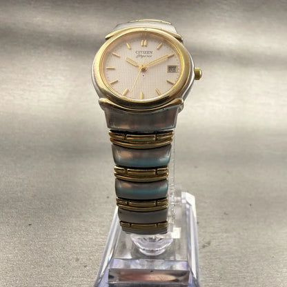 Citizen Elegance Watch Women 24mm White Dial Two Tone Date Round New Battery5