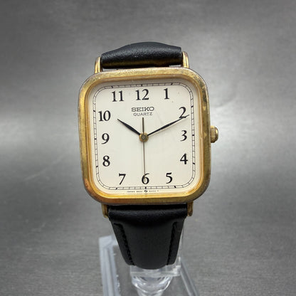 Seiko Tank Watch Men 27mm White Dial Gold Tone Square 6531-5130 New Battery 20