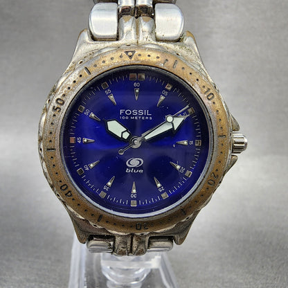 Fossil Blue Dive Watch Men 35mm Blue Dial Silver Tone AM3175 New Battery0