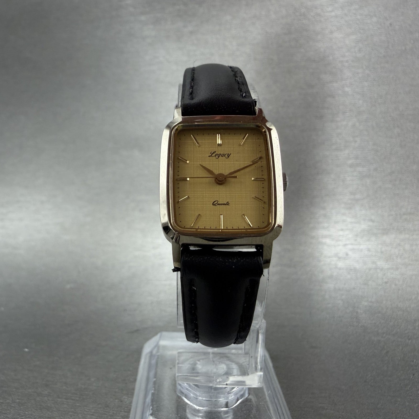 Orient Legacy Tank Watch Women 18mm Gold Dial Gold Tone Rectangle New Battery5