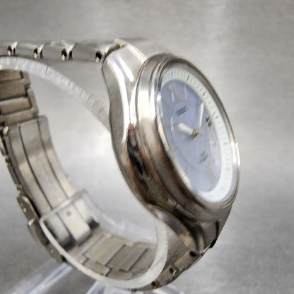 Seiko Solar Watch Women 29mm MOP Dial Titanium Date Round V1820AA0 Runs3