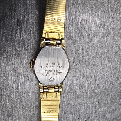 Seiko Watch Women 17mm Gold Dial Gold Tone Round 2C20-0149 VTG New Battery10