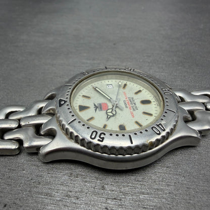 Elgin Dive Watch Men 37mm Gray Dial Silver Tone Date Round FK-592 New Battery5