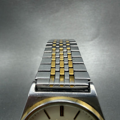 Seiko Alba Watch Men 35mm Champagne Dial Two Tone Daydate V743-8A10 New Battery24