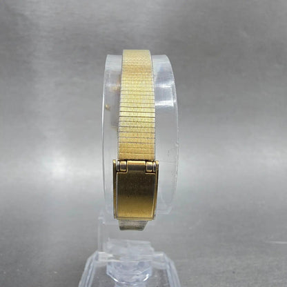 Lucien Piccard Dufonte Tank Watch Women 16mm Gold Dial Gold Tone Hexagon NewBatt8