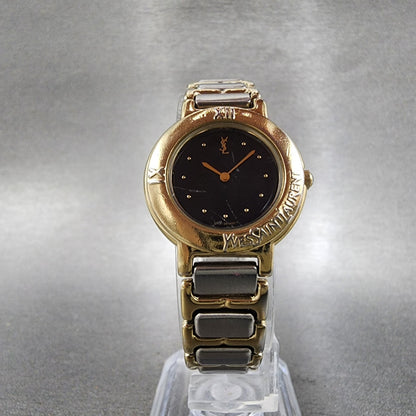 Yves Saint Laurent Watch Women 24mm Black Dial Two Tone Round 2200-229789 PARTS