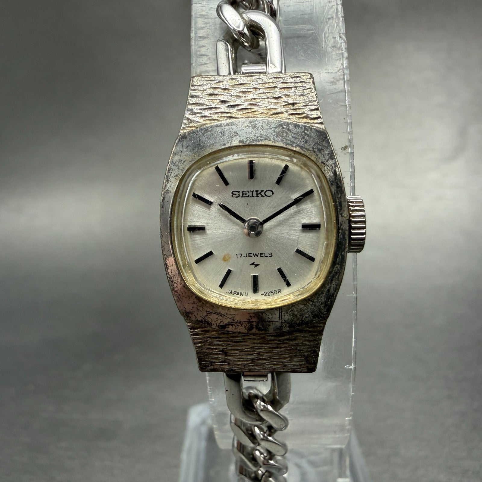 Seiko Watch Women 15mm Silver Dial Silver Tone Manual Rectangle 11-3380 Runs0