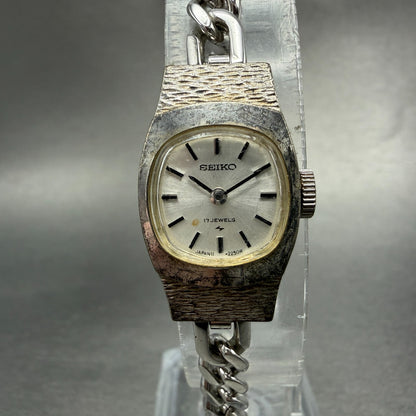Seiko Watch Women 15mm Silver Dial Silver Tone Manual Rectangle 11-3380 Runs0