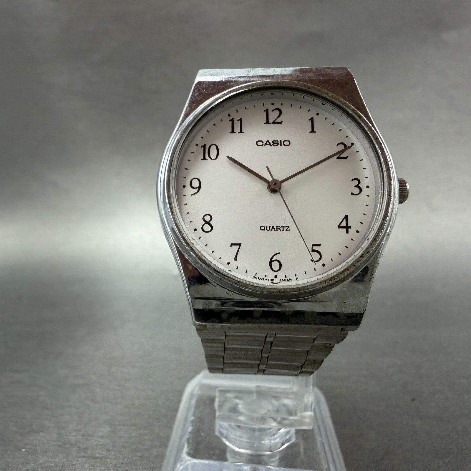 Casio MQ-336 Watch Men 33mm White Dial Silver Tone Round New Battery Vintage OPI5