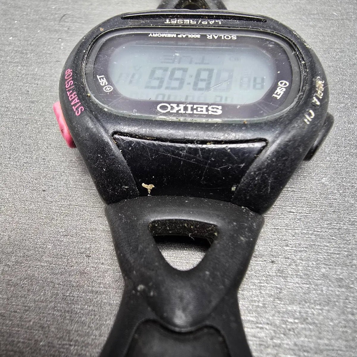 Seiko Super runner Watch Men 43mm Black Alarm Chronograph S680-00A0 Solar READ!!4