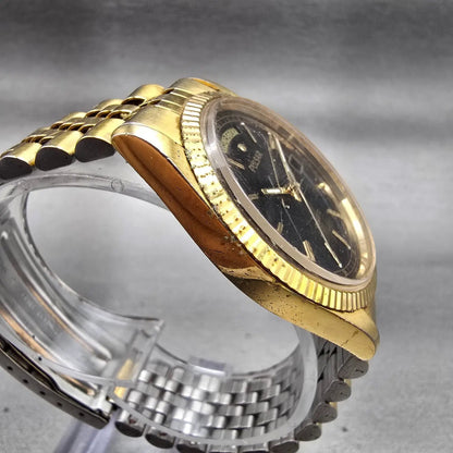 Seiko Pulsar President Watch Men 35mm Black Dial Gold Tone Daydate New Battery3