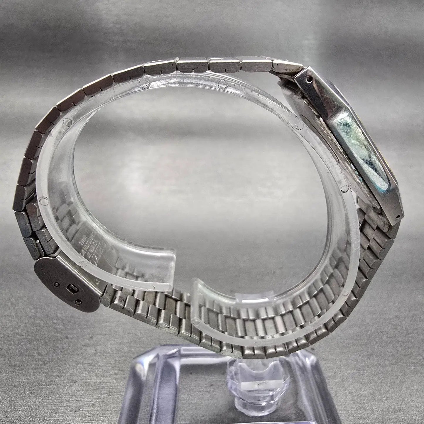Seiko Watch Men 26mm Silver Dial Silver Tone Date Rectangle 6532-5320 New Batt8