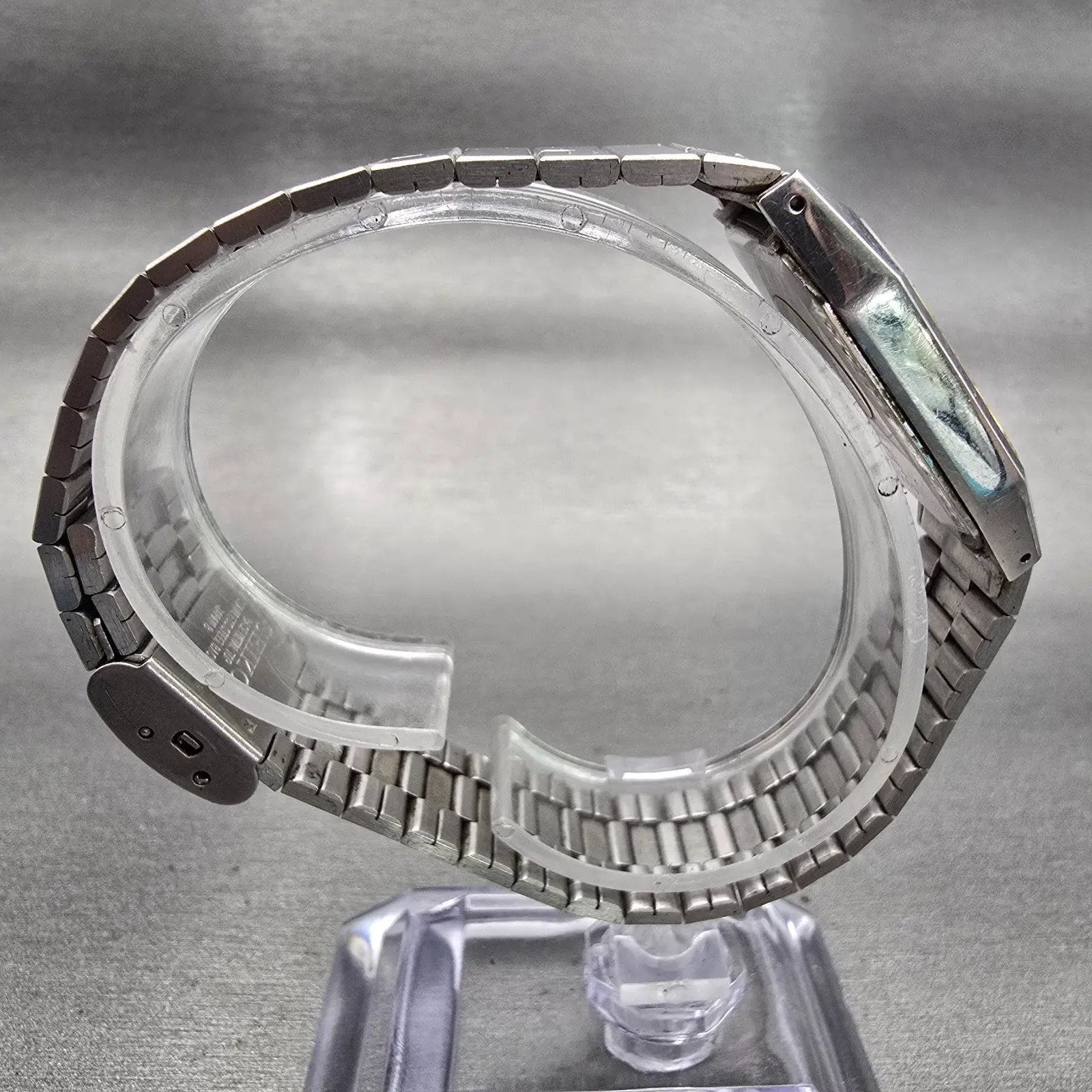 Seiko Watch Men 26mm Silver Dial Silver Tone Date Rectangle 6532-5320 New Batt8