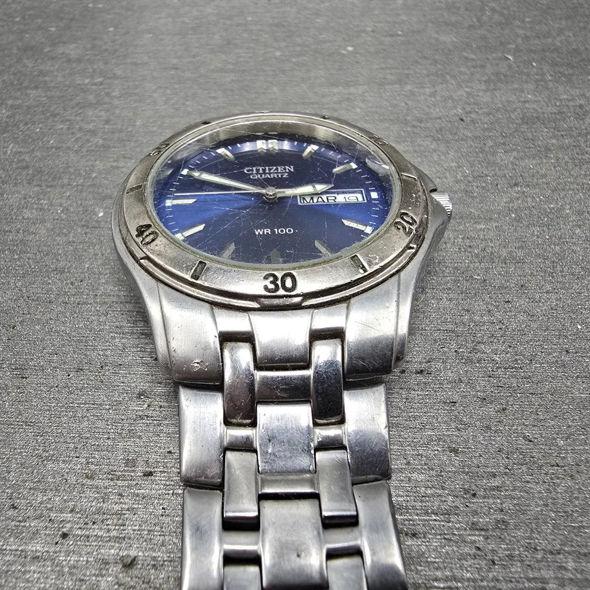 Citizen Watch Men 37mm Blue Dial Silver Tone Daydate Round 250A-K001455 PARTS3