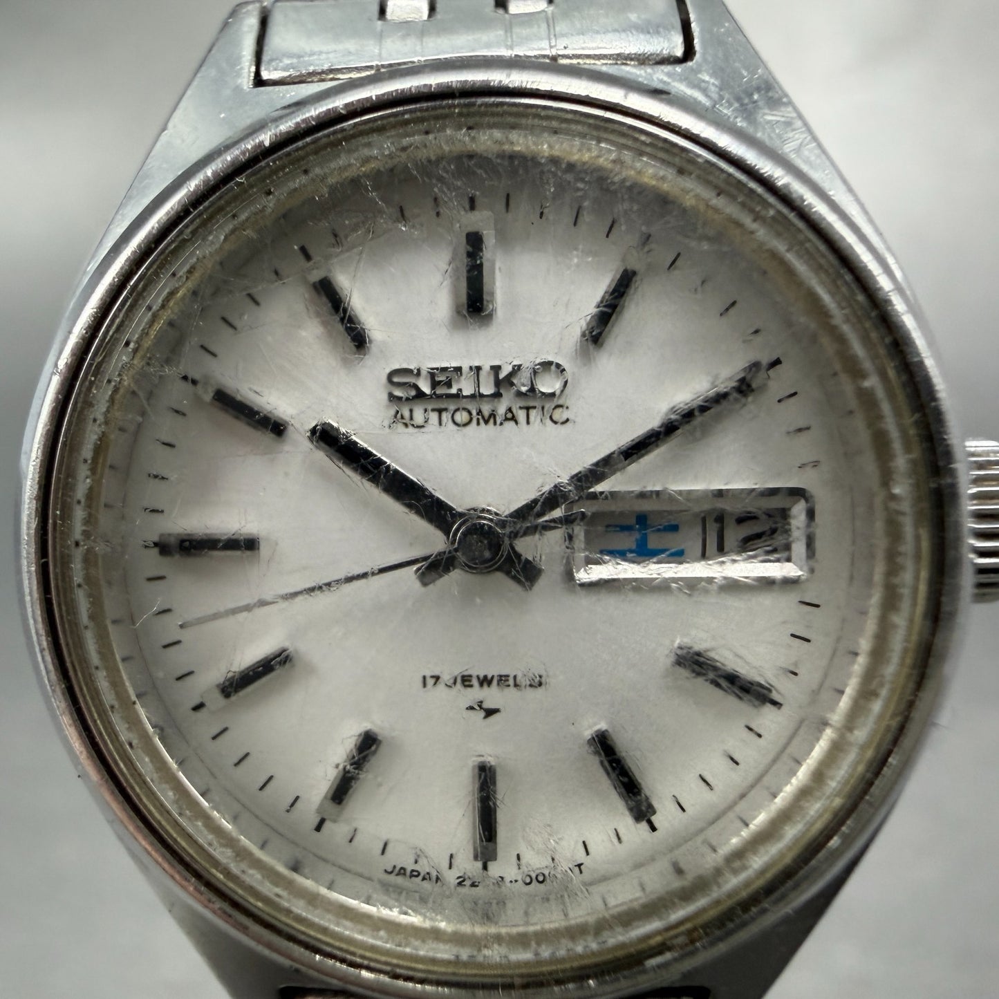 Seiko Automatic Watch Women 25mm Silver Dial Silver Tone Daydate 2206-0480 PARTS2