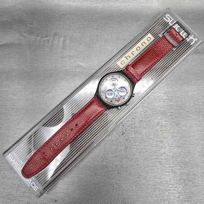 Swatch Chrono Atz Eco Watch Men 37mm Blue Dial Gray Case SCM401 New Battery NOS16