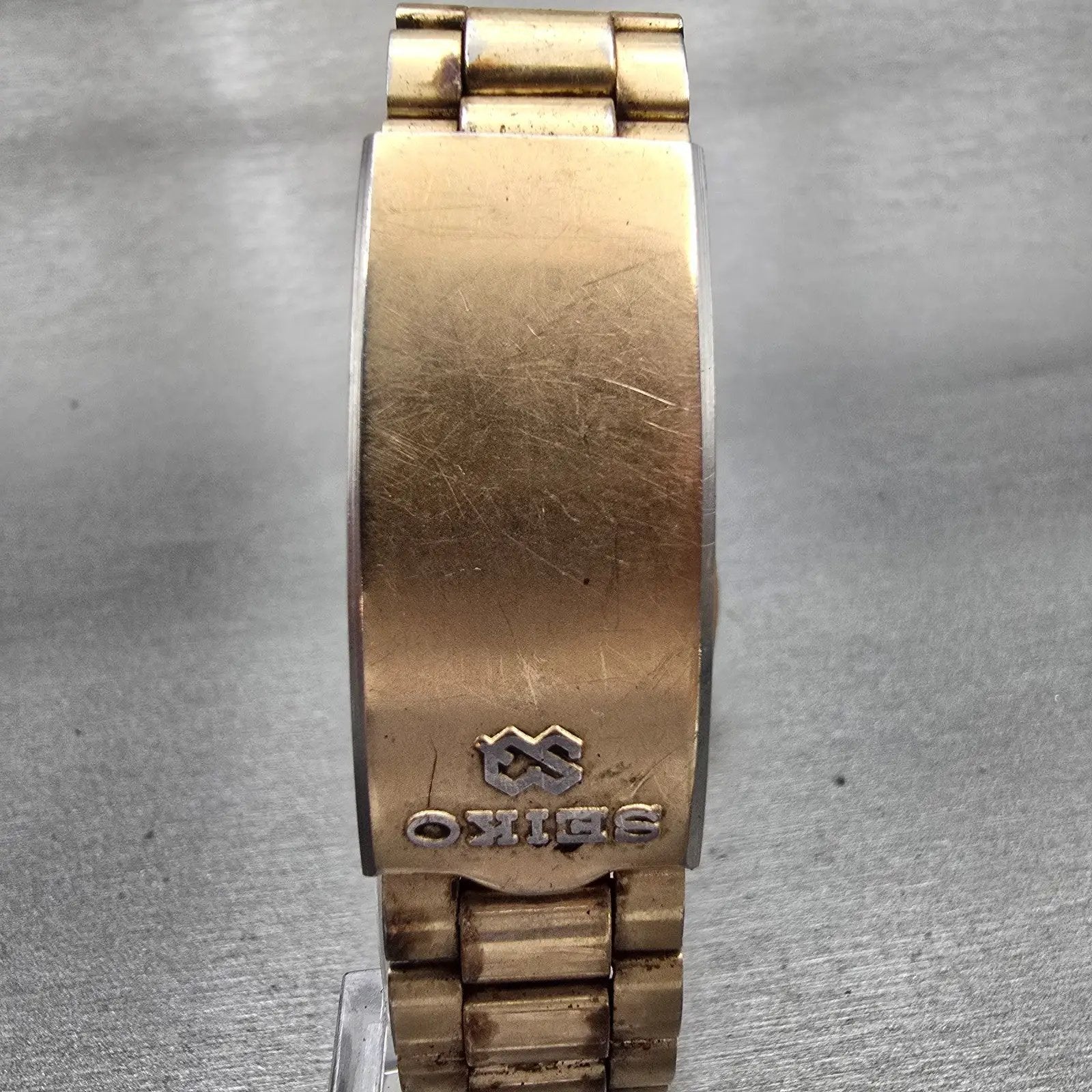 Seiko SQ Watch Men 36mm Gold Dial Gold Tone Daydate Round 7546-8450 New Battery7