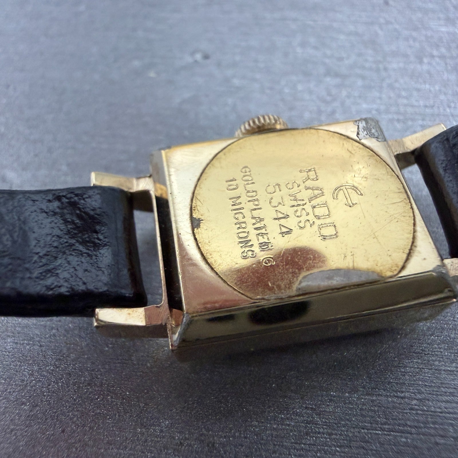 Rado Watch Women 15mm Champange Dial Gold Tone Rectangle Manual Wind Runs 53449