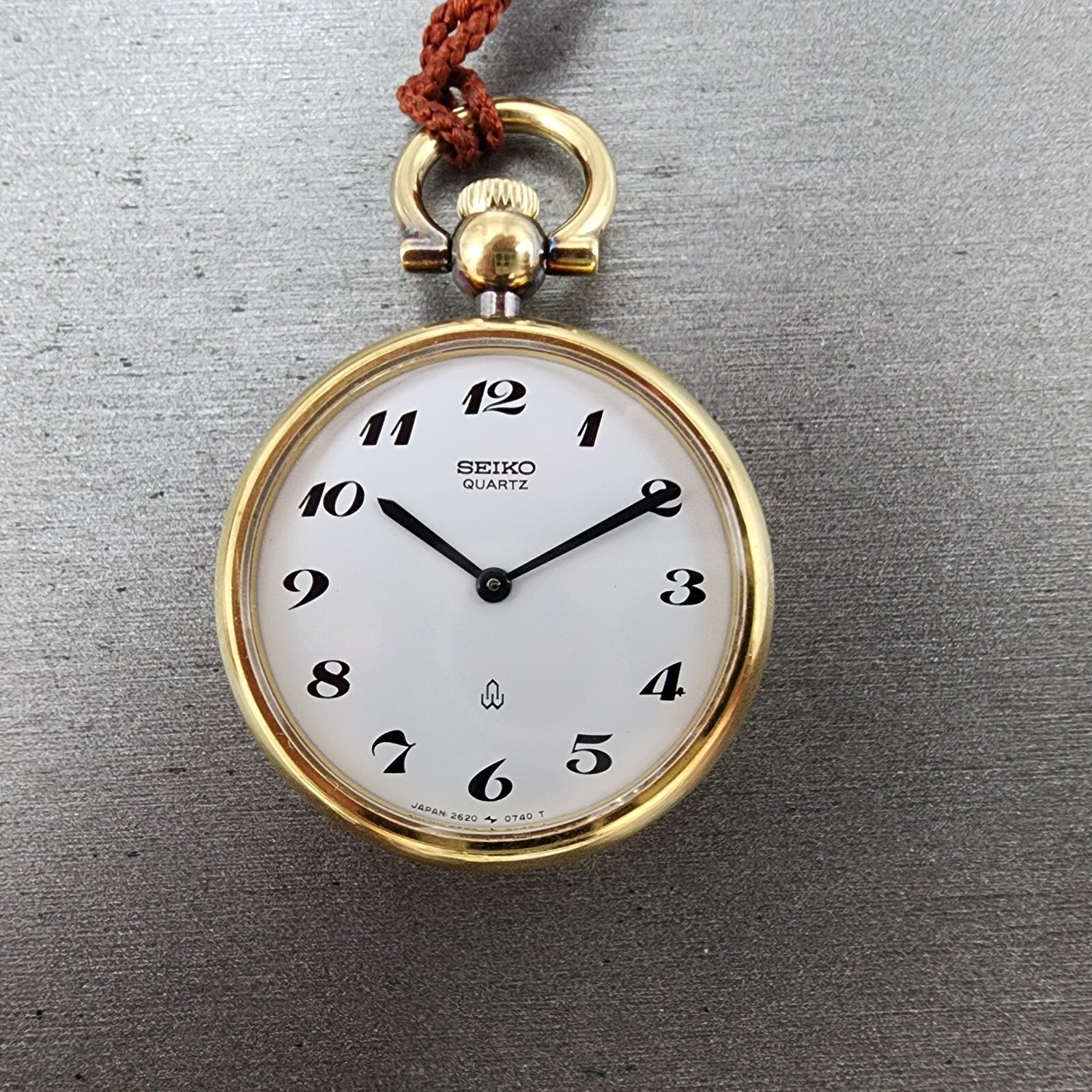 Seiko Pocket Watch 29mm White Dial Gold Tone Round 2620 New Battery0