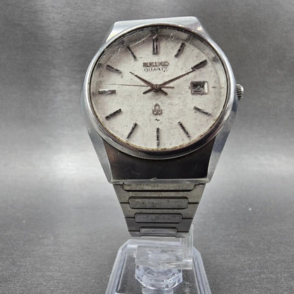 Seiko Watch Men 36mm White Dial Silver Tone Date Round 0842-8070  PARTS6
