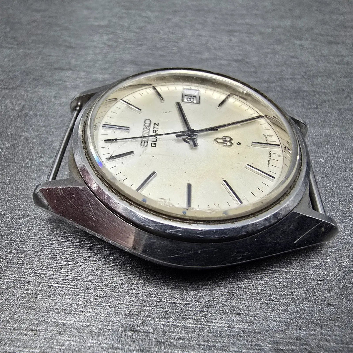 Seiko Watch Men 37mm White Dial Steel Date Round 3802 Movement 3802-7030 PARTS4