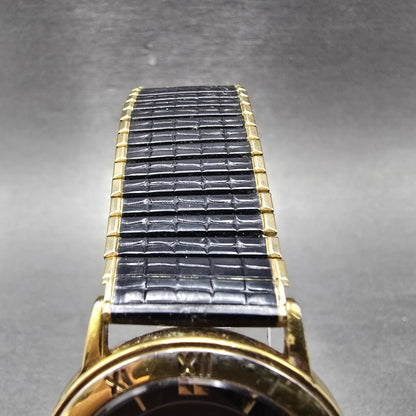 Citizen Watch Men 33mm Black Dial Gold Tone Date Round 5510-K06860 New Battery F4