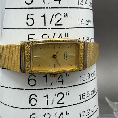 Seiko Tank Watch Women 13mm Champagne Dial Gold Tone 1320-6070 New Battery10