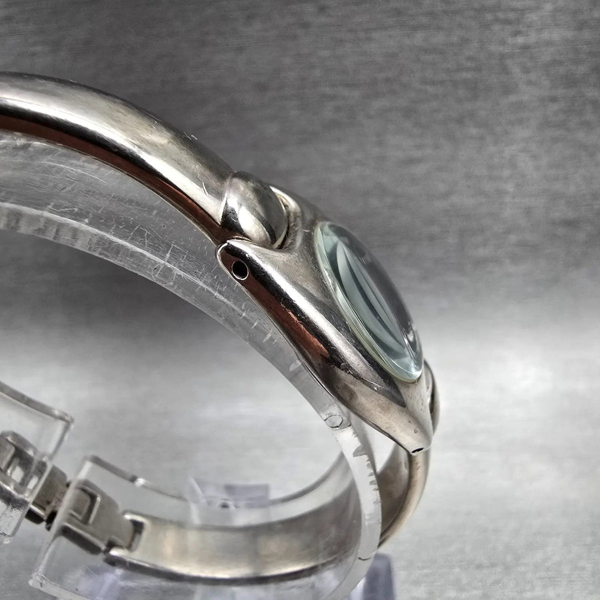 Citizen Watch Women 20mm Black Dial Silver Oval Bangle 5421-S76434 New Battery L3