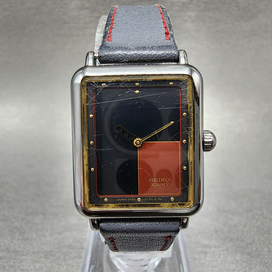 Seiko Tank Watch Women 21mm Black Dial Black Tone Rectangle 2P205359 New Batt0