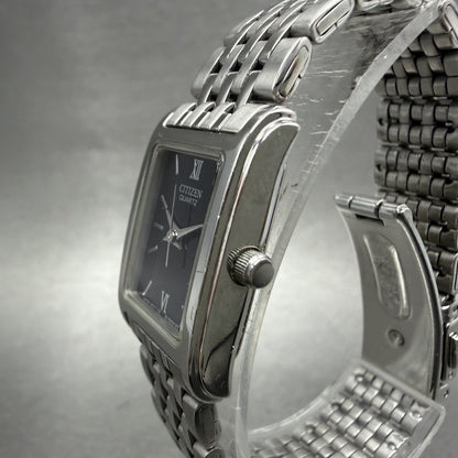 Citizen Tank Watch Women 18mm Black Dial Silver Tone Rectangle New Battery ABC2