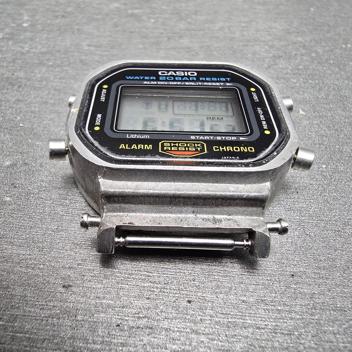 Casio DW-5600 Watch Men 38mm Silver Digital Alarm Chrono 901 New Battery VTG AB2
