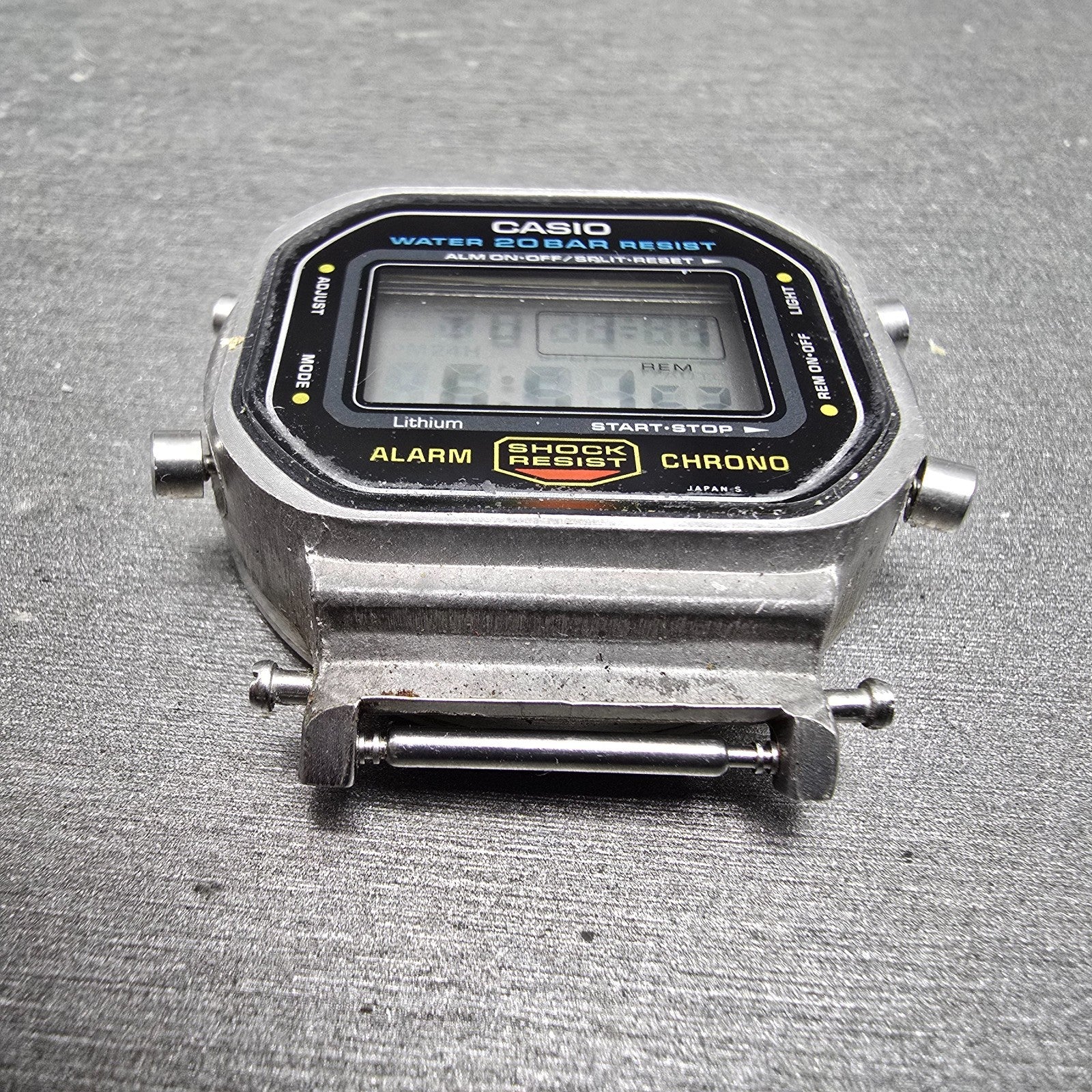 Casio DW-5600 Watch Men 38mm Silver Digital Alarm Chrono 901 New Battery VTG AB2
