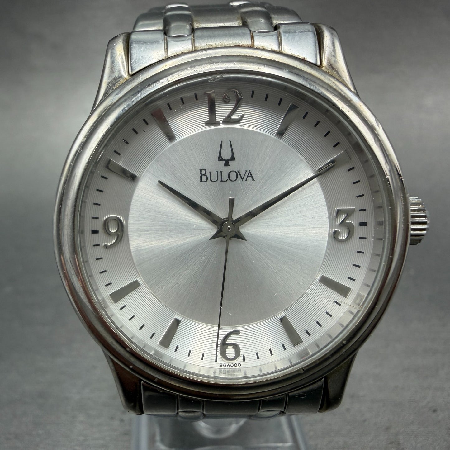 Bulova Watch Men 38mm Silver Dial Silver Tone Round 96A000 New Battery Vintage0